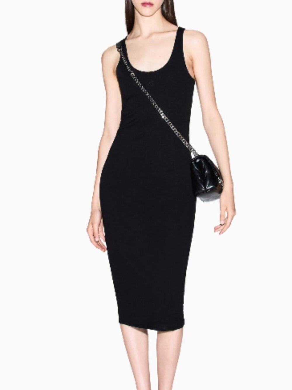 A/X Armani Exchange Icon Fitted Tank Midi Dress Stretch Ponte